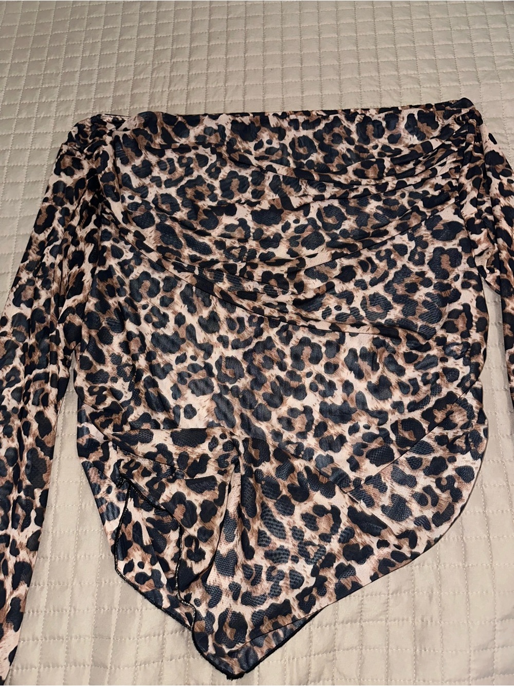 SHEIN Leopard Print Asymmetrical Midi Skirt in Beige and Black